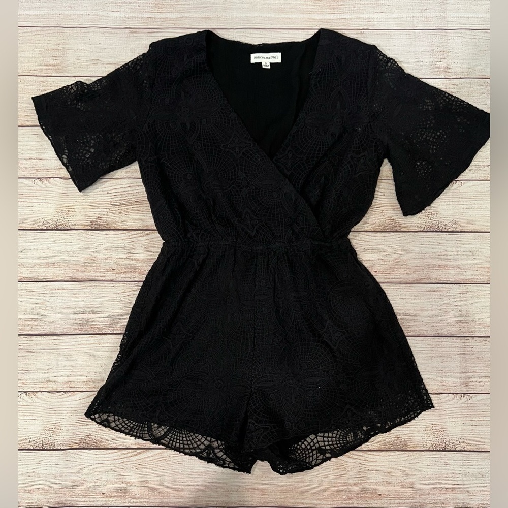 Dance & Marvel black lace romper size small